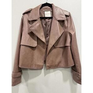 Bagatelle Collection New York Faux Leather Mocha Brown Jacket, Women's Medium